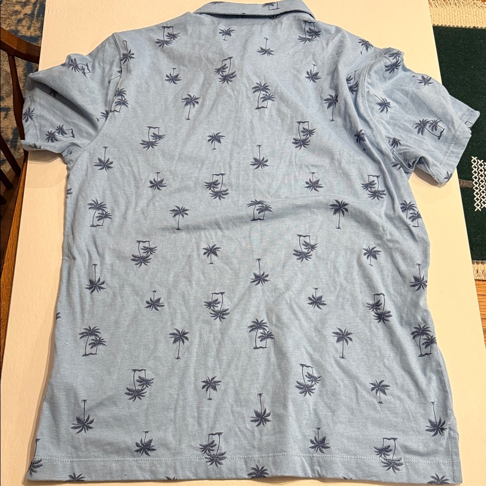 Old Navy Light Blue Palm Print Polo - Picture 3 of 3